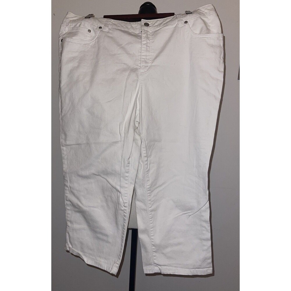 Croft & Barrow Stretch Capri Jeans White Denim 5-Pocket Womens Size 18